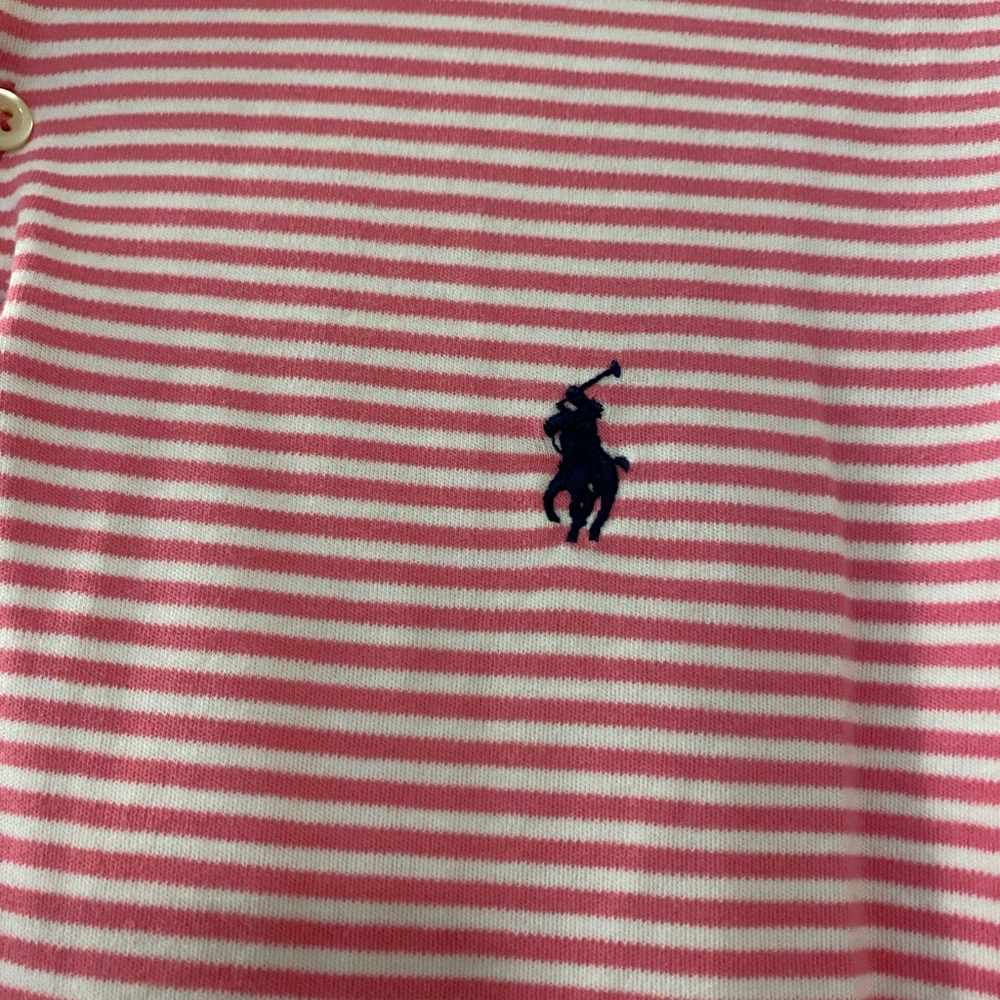 Ralph Lauren Medium 100% Cotton Men's Polo Shirt in Pink and White Stripes - Picture 2 of 4